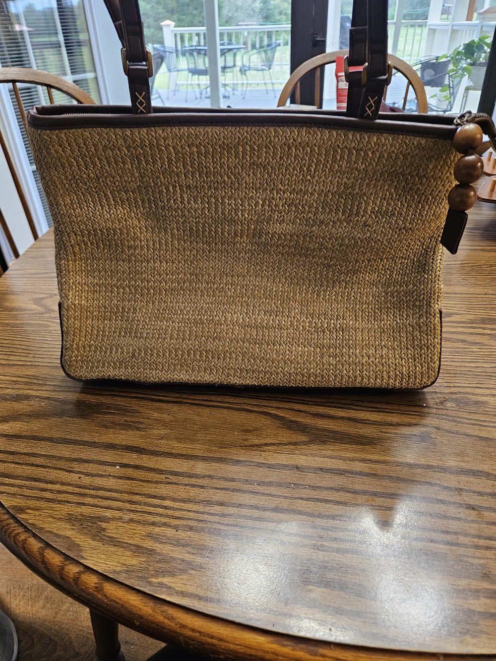 Etienne Aigner Brown and Beige Animal Print Interior Tote Lining